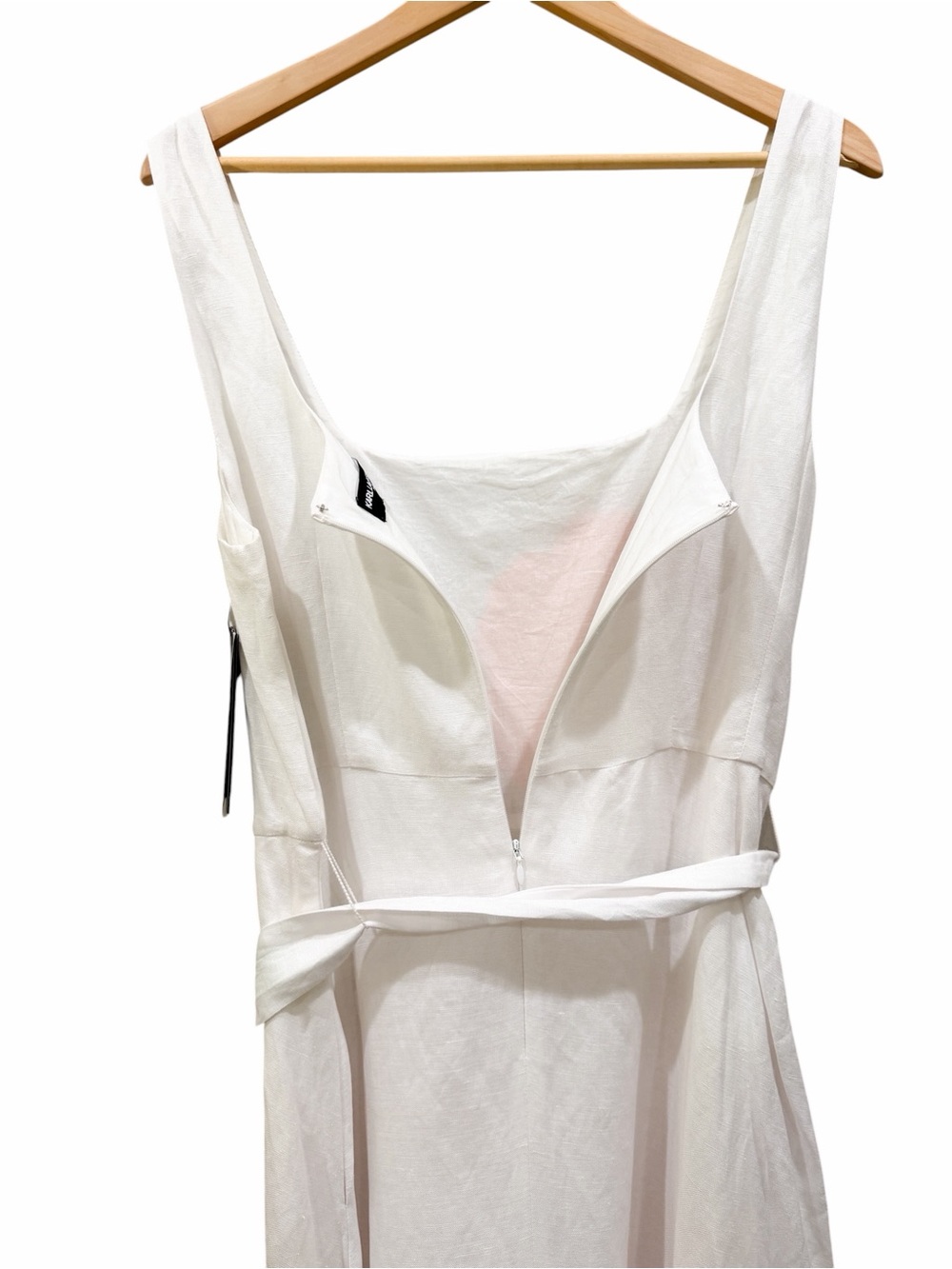 Karl Lagerfeld Paris Linen Blend Floral Midi Dress Belted Pockets White 16 NWT - Picture 9 of 16